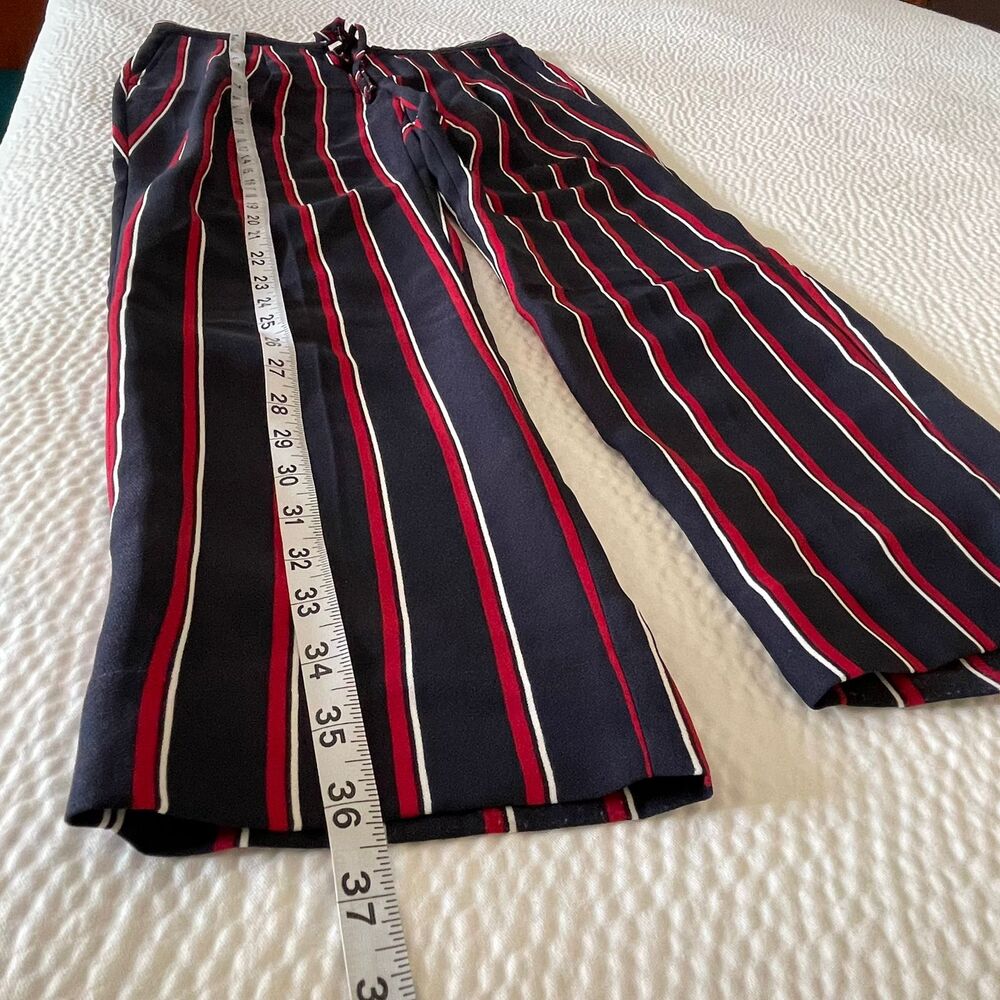 Banana Republic Striped Pants Size 4 Navy Blue Red White Ankle Drawstring Pleat - Picture 10 of 10
